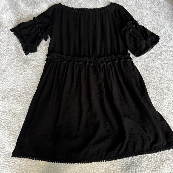 Club Monaco Black Ruffled Bell Sleeve Mini Dress 100% cotton - Picture 9 of 12